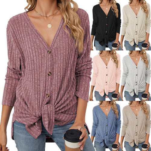 Solid Color Long Sleeve Button Cardigan