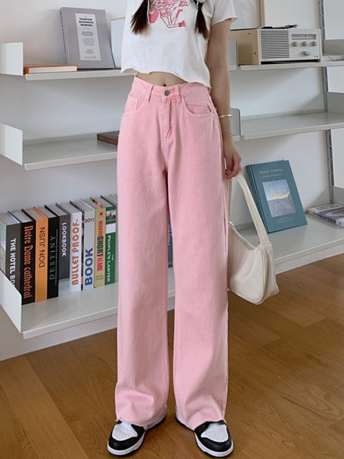 High Waist Slim Wide Leg Pants Loose Straight Trousers